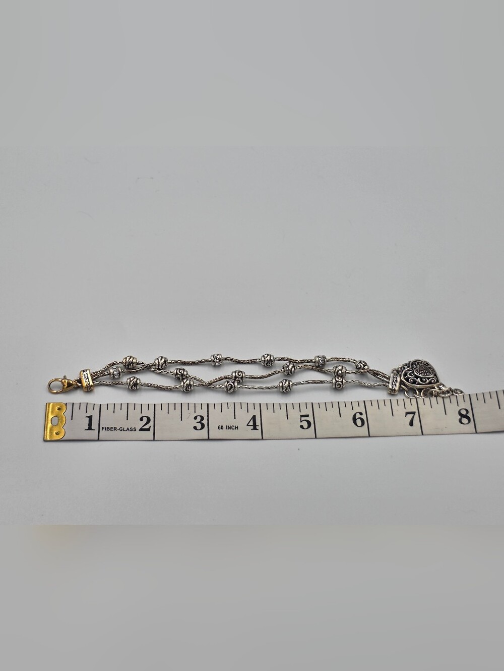 Brighton Silver Heart Swarovski Pave Crystal Charm Multi-Strand Bracelet - Picture 4 of 4